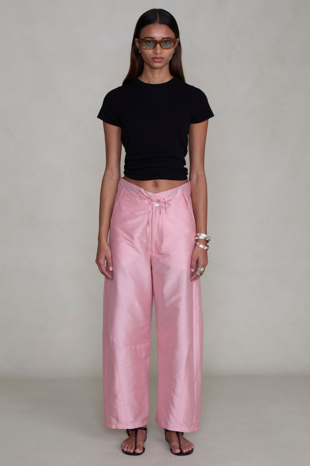 Techno Taffeta Barrel Pant Rose
