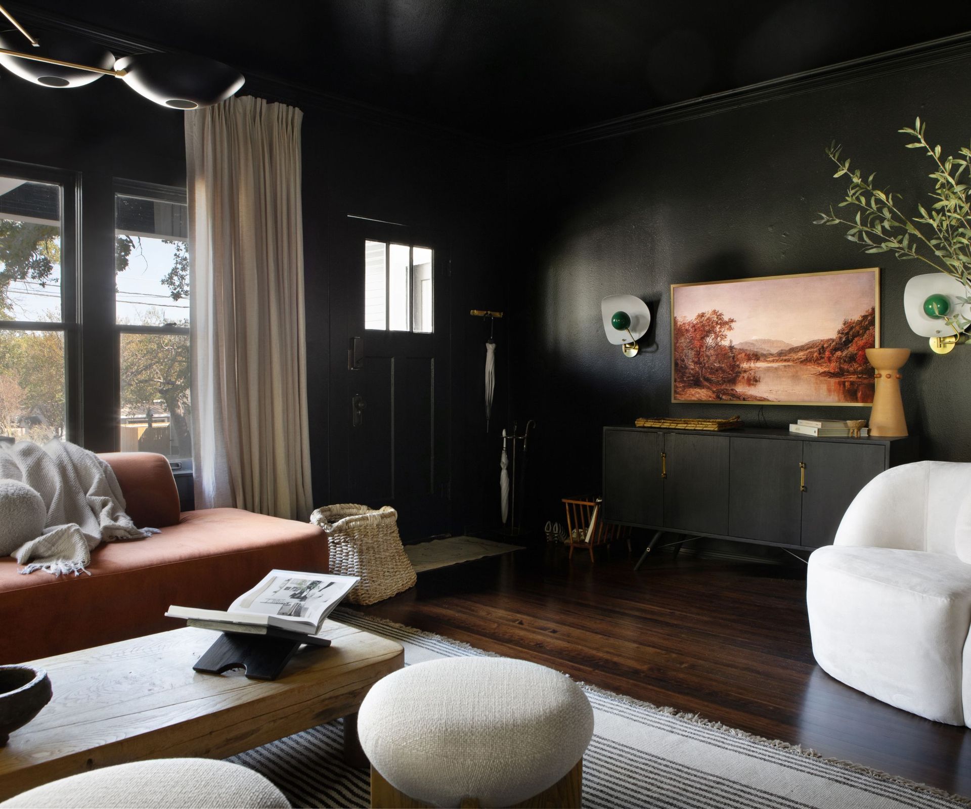 Dark green living room