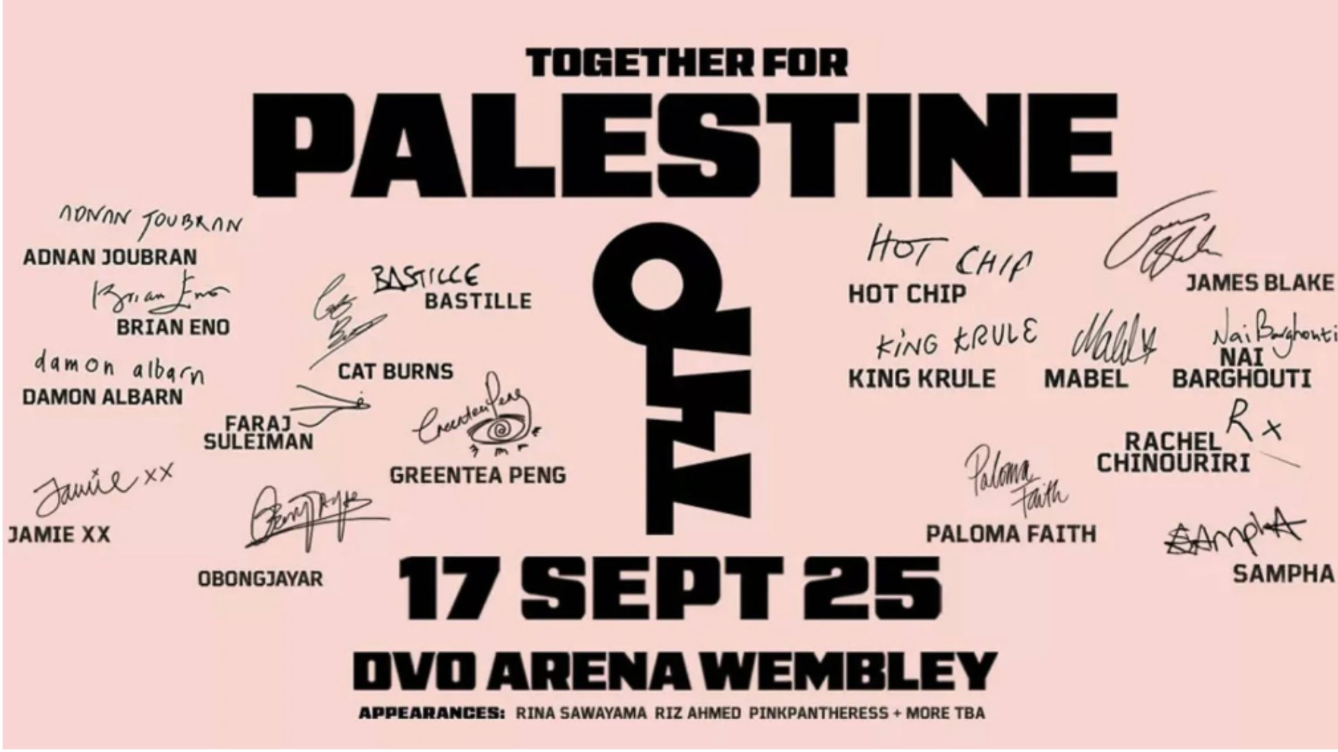 an image of the gig poster for Together for Palestine