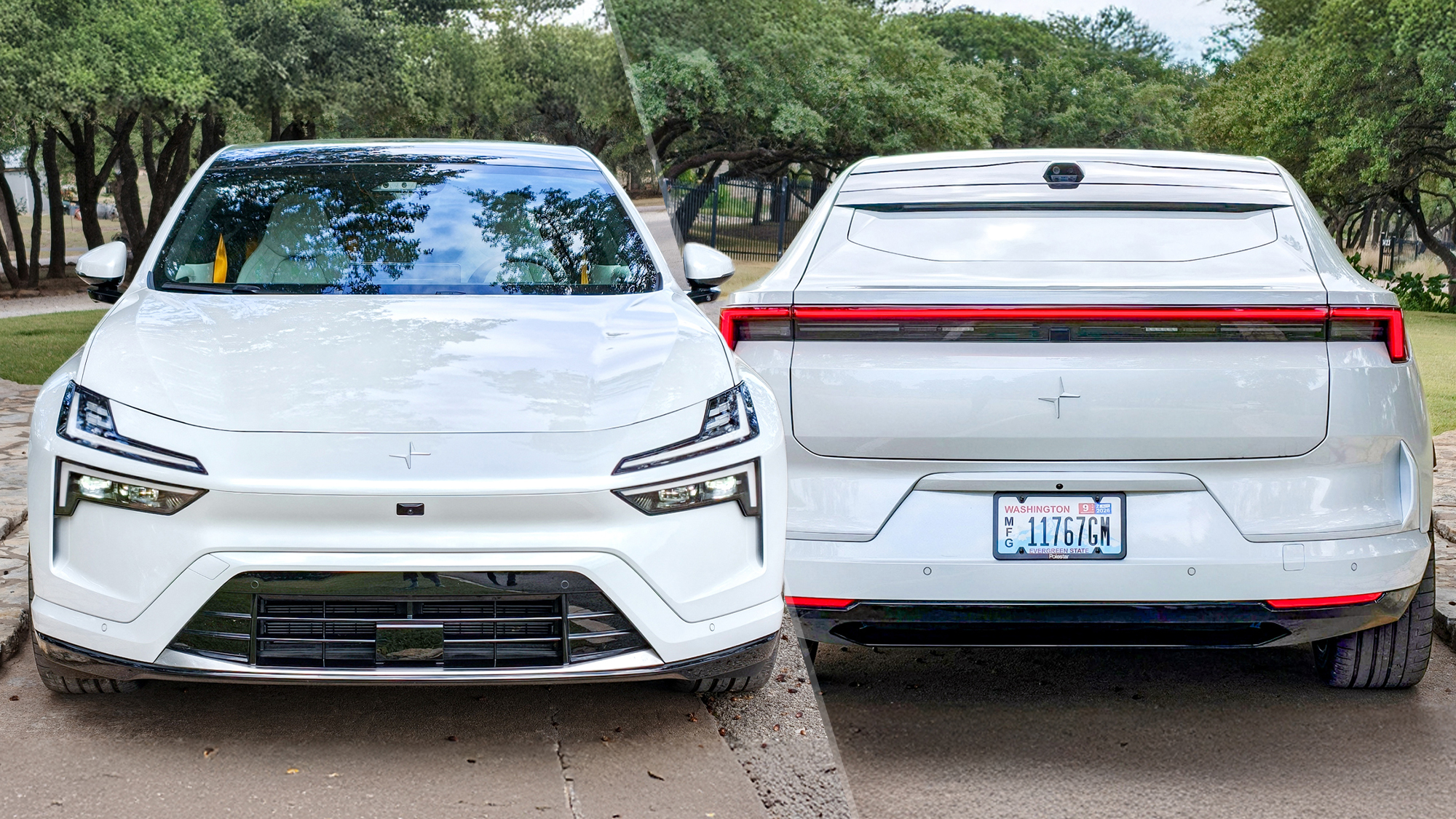 2026 Polestar 4 front and rear view side-by-side.