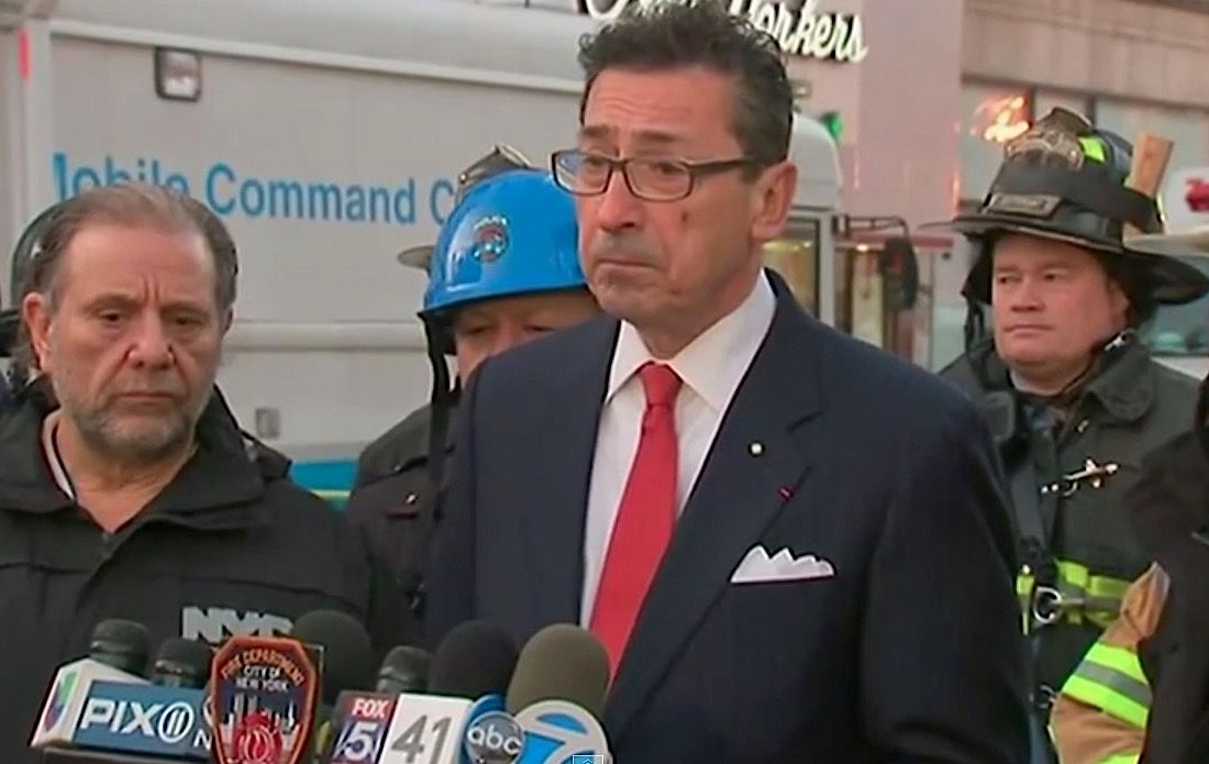 New York Fire Commissioner Daniel Nigro announces the recovery of two bodies