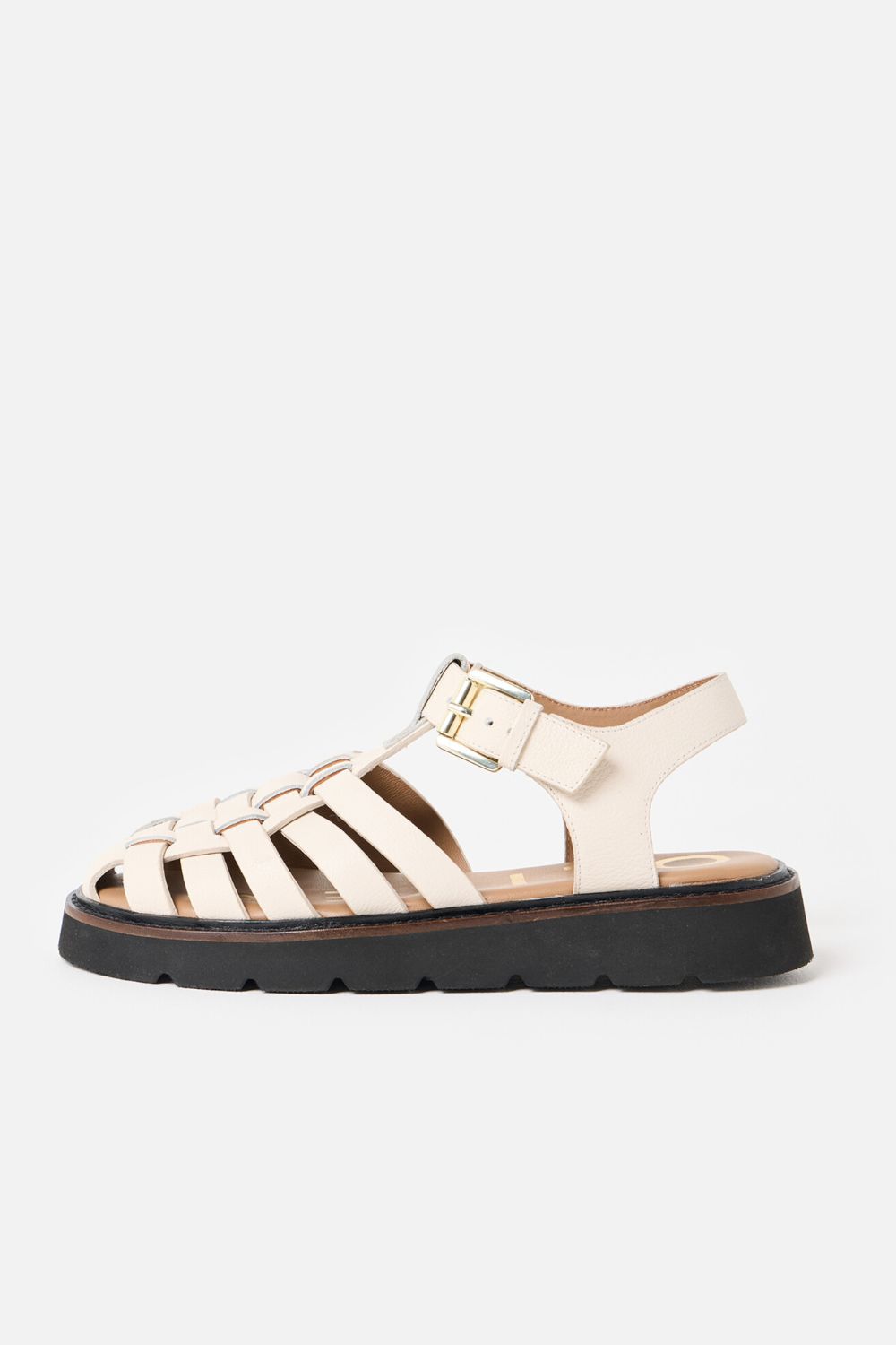 Ecru Cream Leather Weave Fisherman Sandals | Oliver Bonas