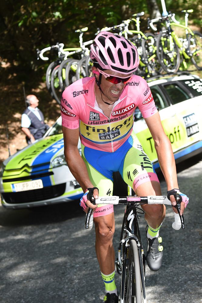 Contador struggles up the final climb.