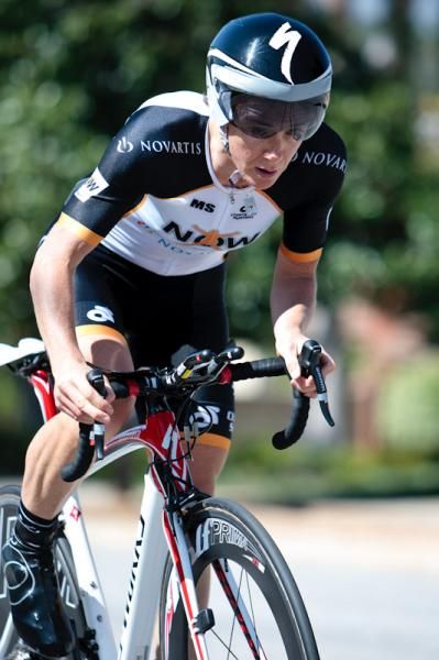 Olivia Dillon (NOW and Novartis) out of the saddle and going hard.
