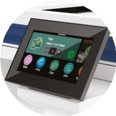 Close-up of touch screen of HP LaserJet Pro MFP 4302FDW