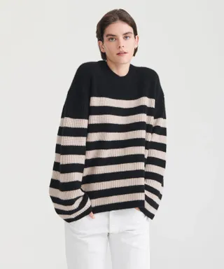 Naadam, Super Luxe Cashmere Striped Crewneck