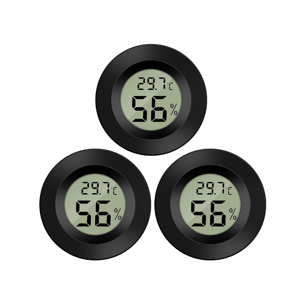 Three circular hygrometers with LCD display