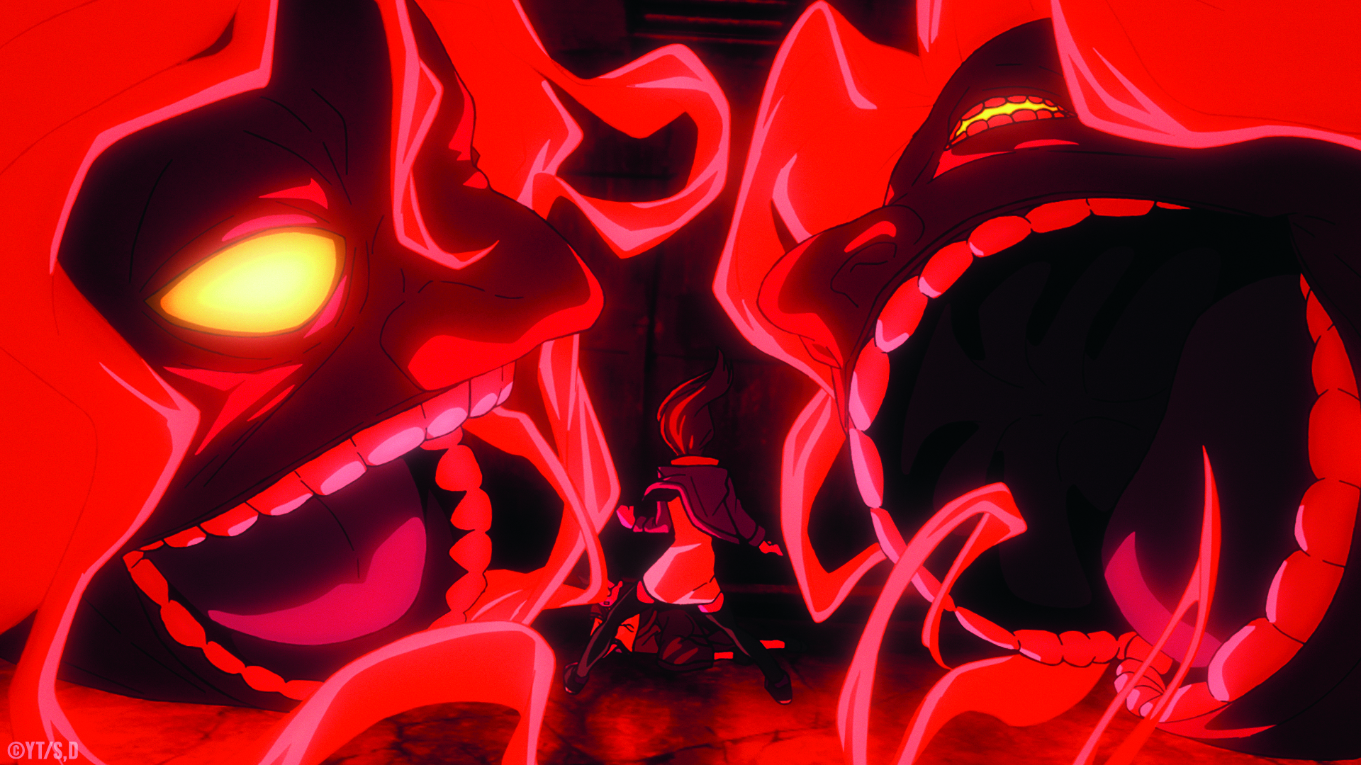 DAN DA DAN; red open mouths
