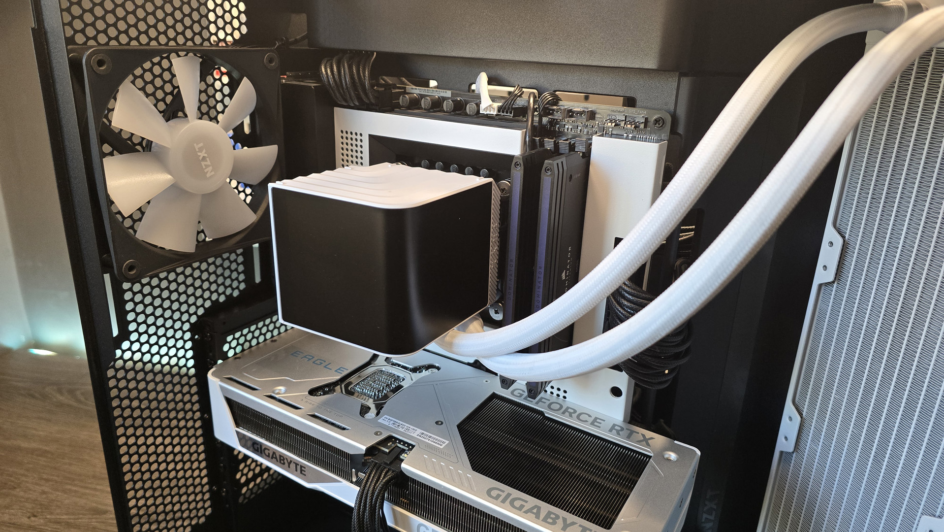 Tryx Panorama 360 liquid cooler installed on a test bench.