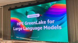 A sign saying "announcing HPE GreenLake for Large Language Models