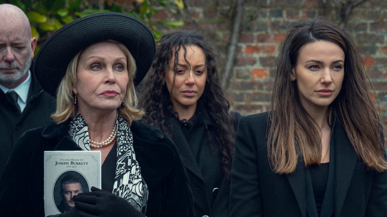 A scene from Fool Me Once on Netflix, starring Michelle Keegan and Joanna Lumley