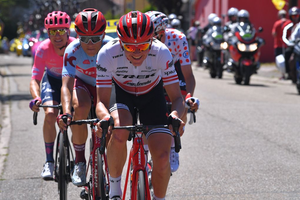 Toms Skujins leads the breakaway during stage 5 at the Tour de France
