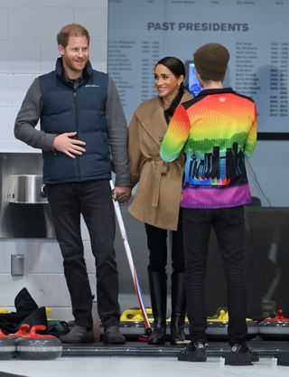 Prince Harry, Duke of Sussex and Meghan, Duchess of Sussex attend the Invictus Games One Year To Go Winter Training Camp at Hillcrest Community Centre on February 16, 2024 in Vancouver, Canada.