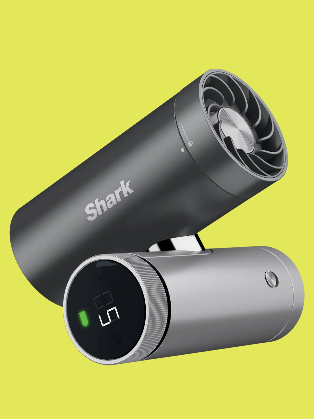 A portable handheld fan in matte black by Shark