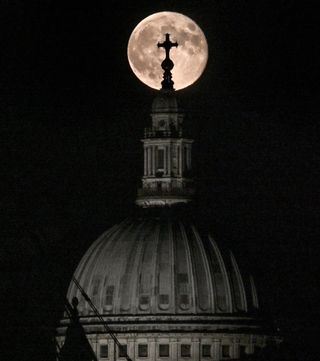 Full moon over St Paul's Cathedral, London