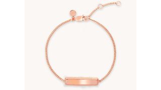A rose gold engravable bracelet, one of the best personalized jewelry gifts.