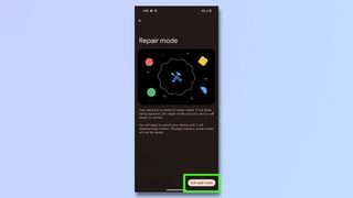 screenshot showing how to enter repair mode on Google Pixel - Exit repair mode