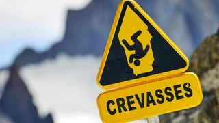 Crevasse warning sign, France