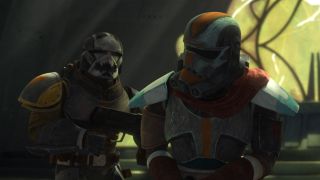 Wrecker and Hunter in Count Dooku's castle in Star Wars: The Bad Batch