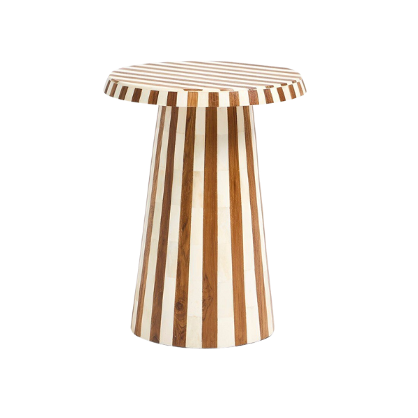 Rayas Wooden Pinstripe Side Table | Oliver Bonas