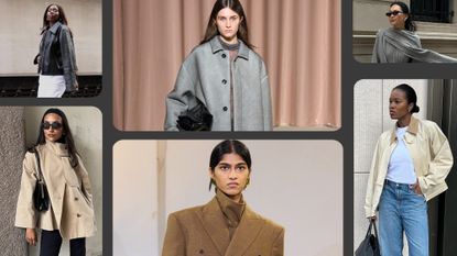 a collage showing fall jacket trends