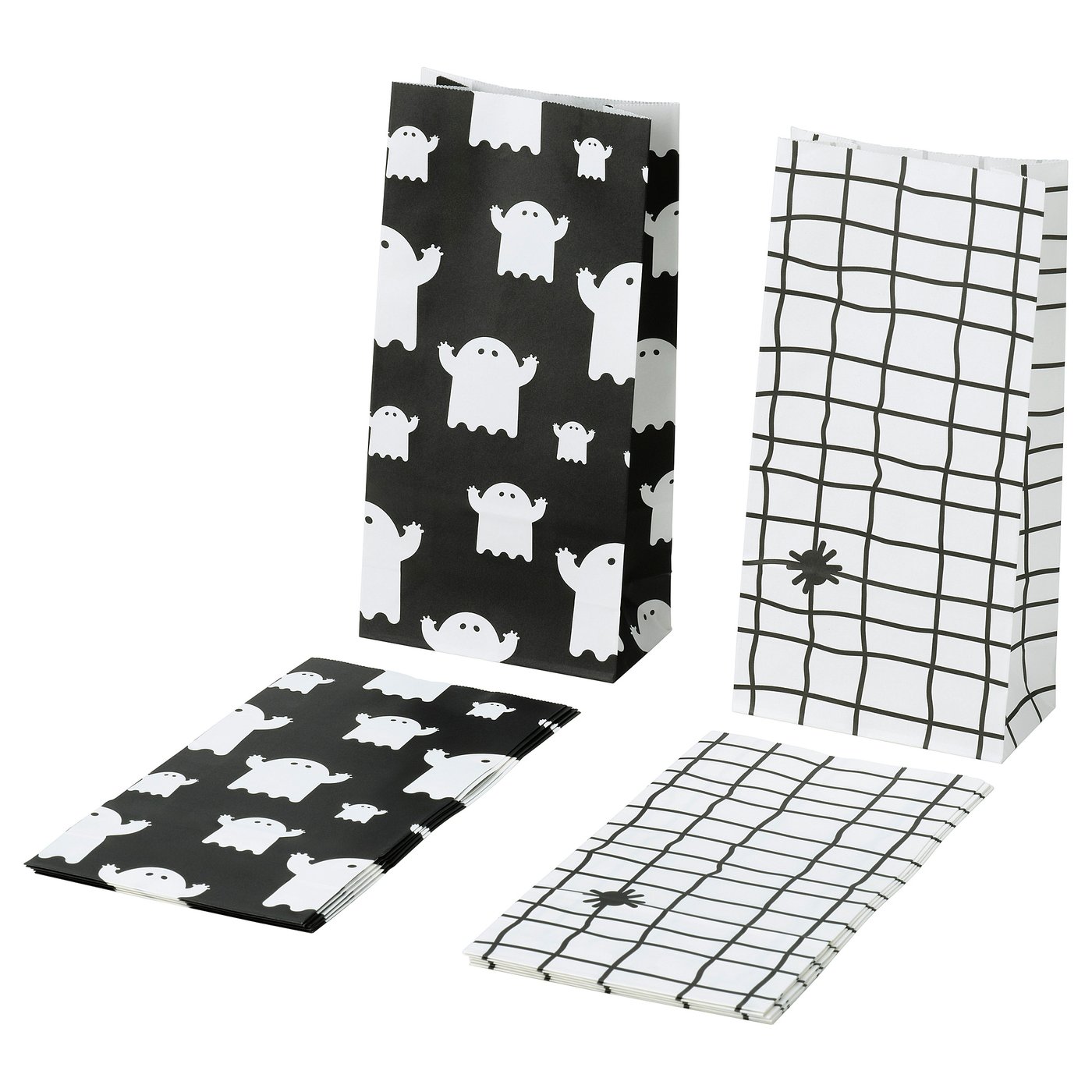Kustfyr Paper Bag - Mixed Patterns White/black 4 ¾x9 ½