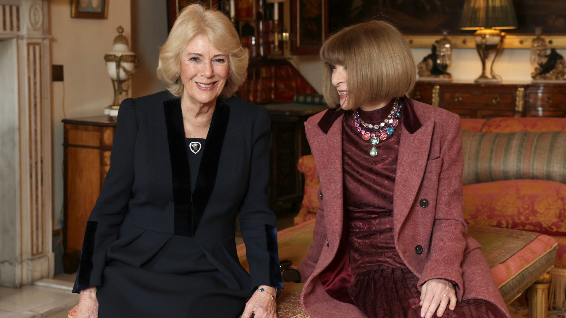 Queen Camilla and Anna Wintour photographed at Clarence House.