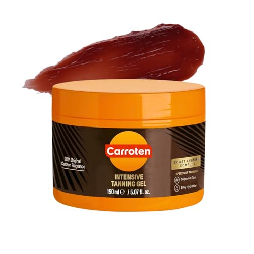 Carroten Intensive Tanning Gel | Browning Tan Accelerator | Non-Greasy, Water-Resistant With Carrot and Coconut Oil | Vitamin a &amp; E for Moisture &amp; Hydration | Made in Greece | 5 Fl Oz