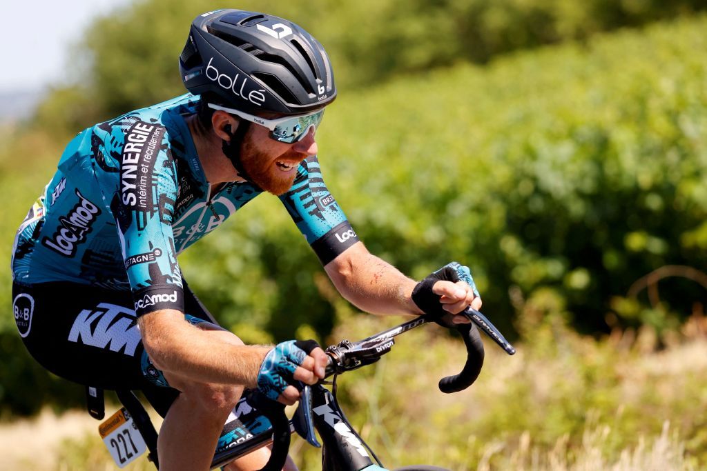 Team BB KTMs Quentin Pacher of France rides ahead during the 13th stage of the 108th edition of the Tour de France cycling race 219 km between Nimes and Carcassonne on July 09 2021 Photo by Thomas SAMSON AFP Photo by THOMAS SAMSONAFP via Getty Images