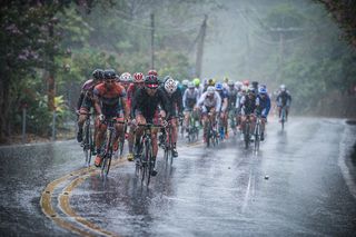 Rains hit the peloton during a stage at the Tour de Taiwan.