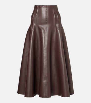 High-Rise Faux Leather Midi Skirt