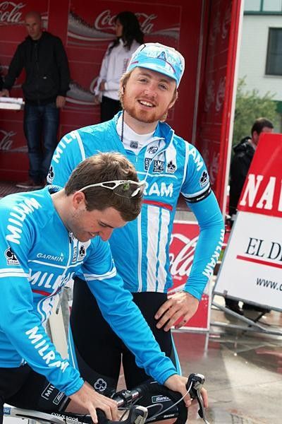 Dominik Roels and Sebastian Schwager from the Milram team.