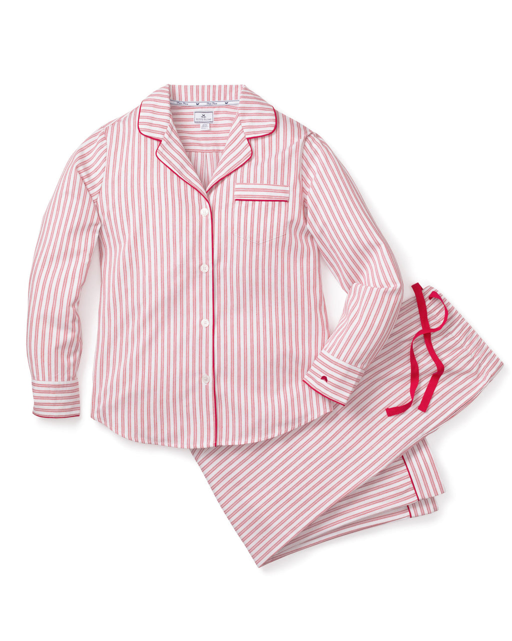 Women&#039;s Twill Pajama Set in Antique Red Ticking