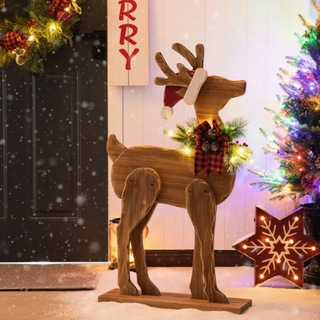 Lisdale Chunky Wooden Christmas Reindeer Porch Decor