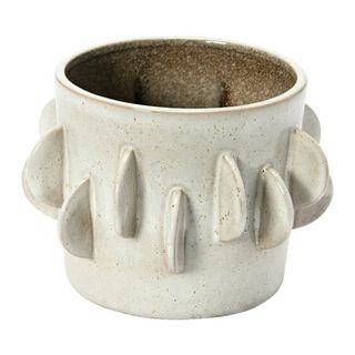 Bloomingville Handmade Stoneware Planter With Reactive Glaze and Antique Finish, White