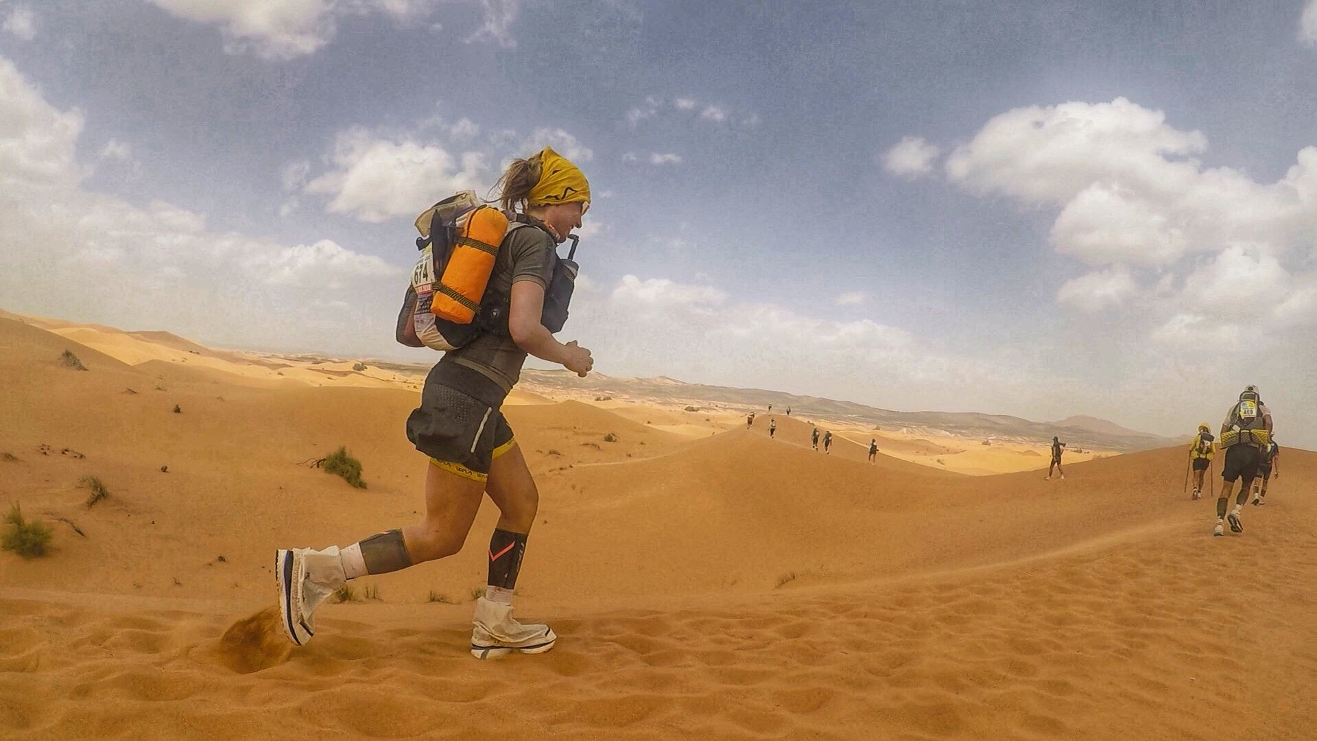 Sophie Raworth running the Marathon des Sables in the desert