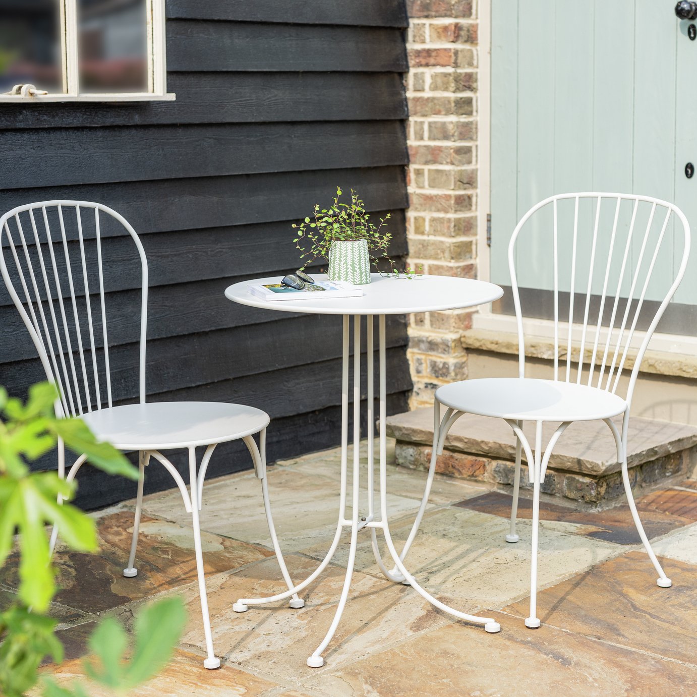 Habiat Elara 2 Seater Metal Garden Bistro Set - White