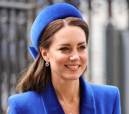 Catherine, Duchess of Cambridge arrives at Westminster Abbey for The Commonwealth Day Service on March 14, 2022