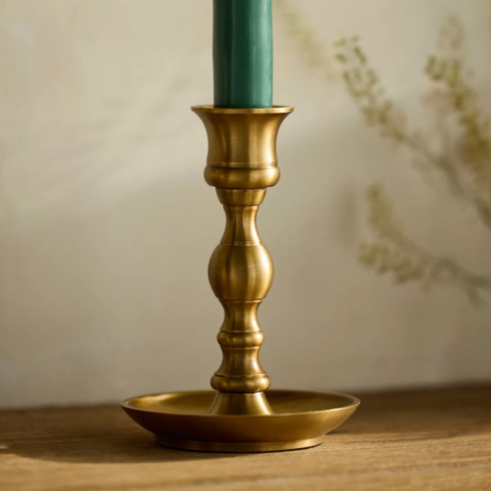 Vintage style brass taper candle holder