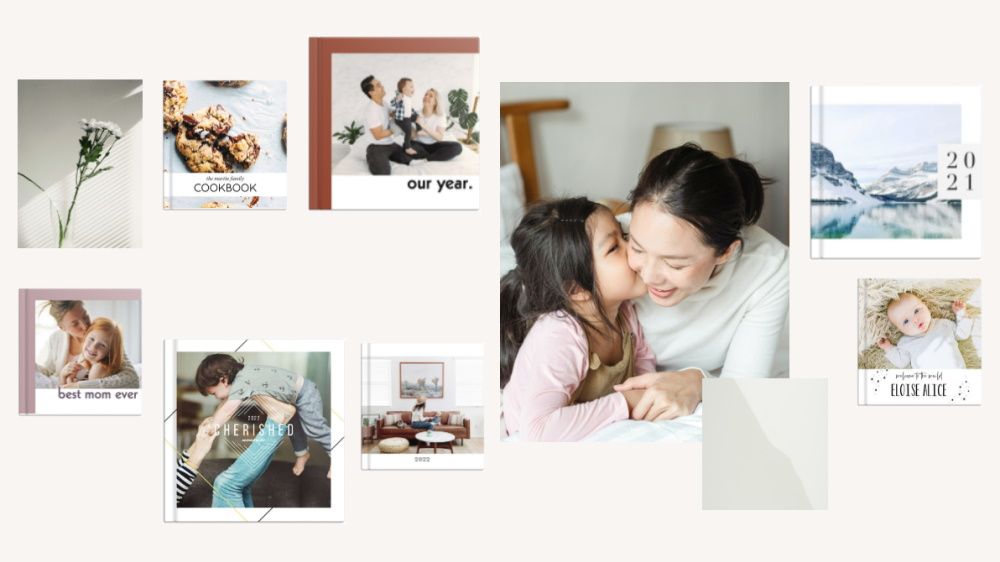 Collection of Mother&#039;s Day photo books from Mixbook