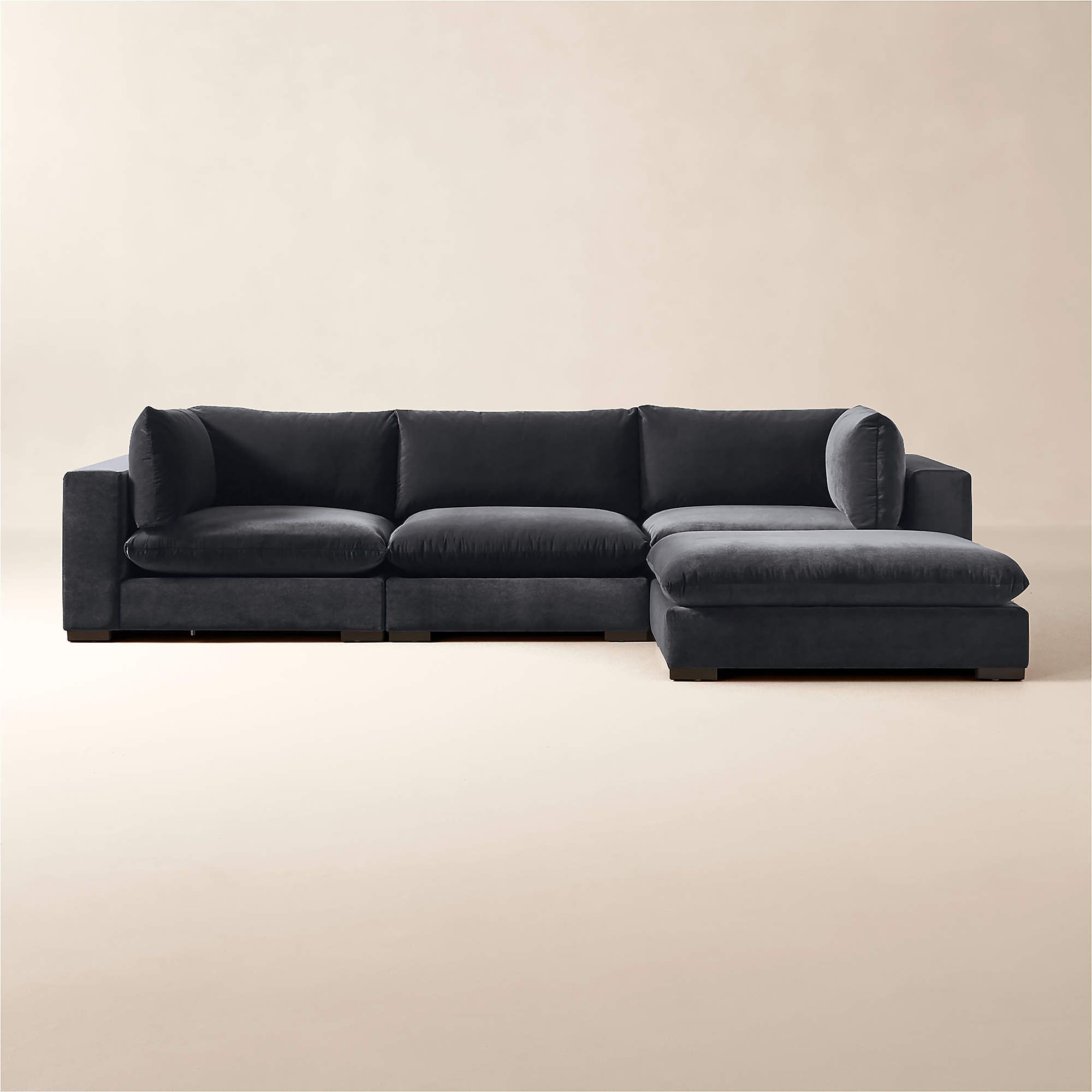 Dark gray velvet sectional sofa