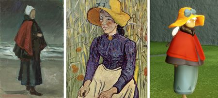 Screens and art from a game set inside Van Gogh paintings