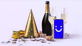 Visible ad with champagne and New Years items