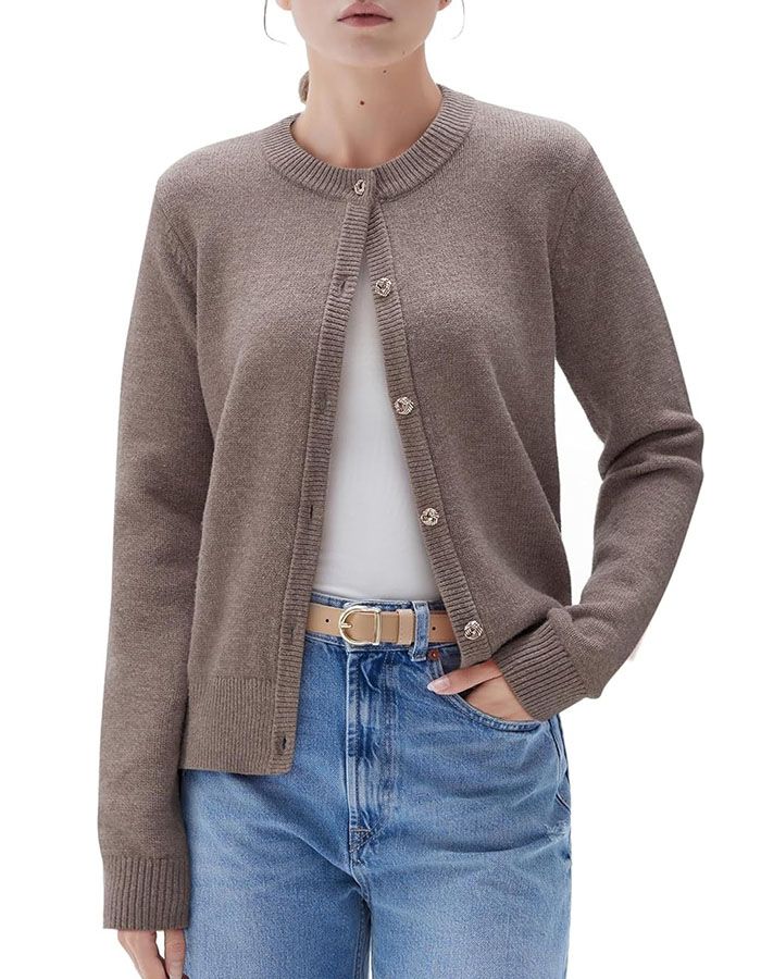 Suuksess Women Chunky Cashmere Cropped Cardigan Sweaters 2025 Trendy Fall Fashion Button Up Long Sleeve Knit Outfits(camel M)