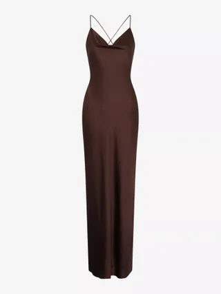 Ginny cowl-neck recycled-polyester satin maxi dress