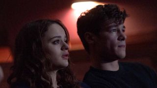 Joey King and Kyle Allen in The In Between watching a movie in theaters