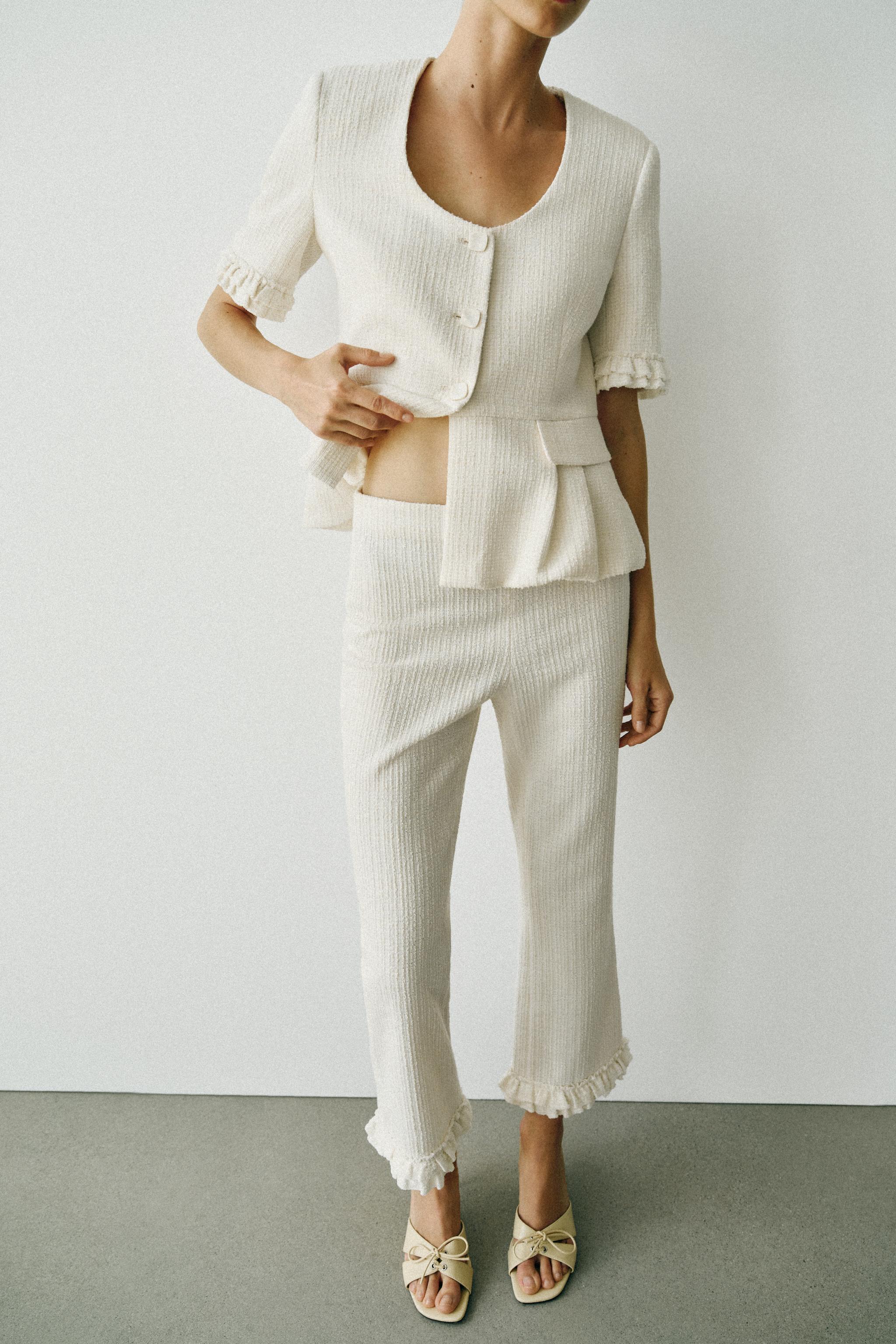 Mini Flare Trousers With Ruffles