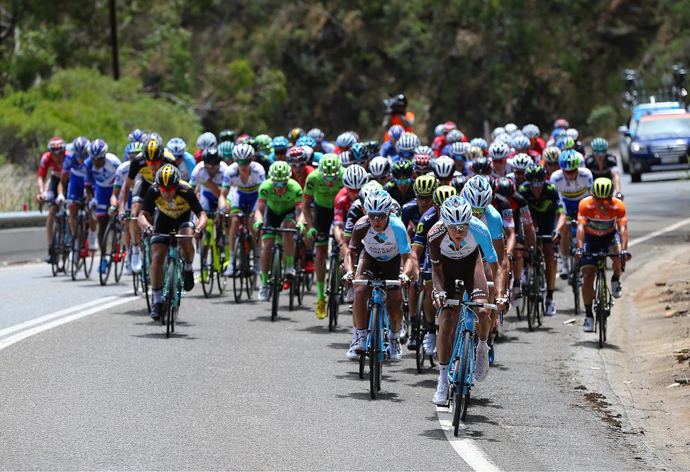 AG2R La Mondiale riders come to the front near the end of the race