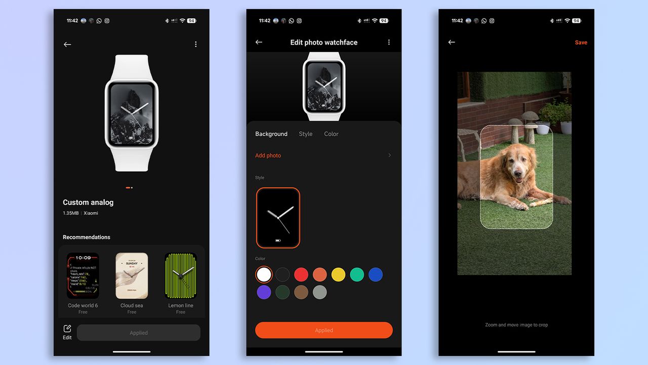 Screenshots of the Mi Fitness app on Android