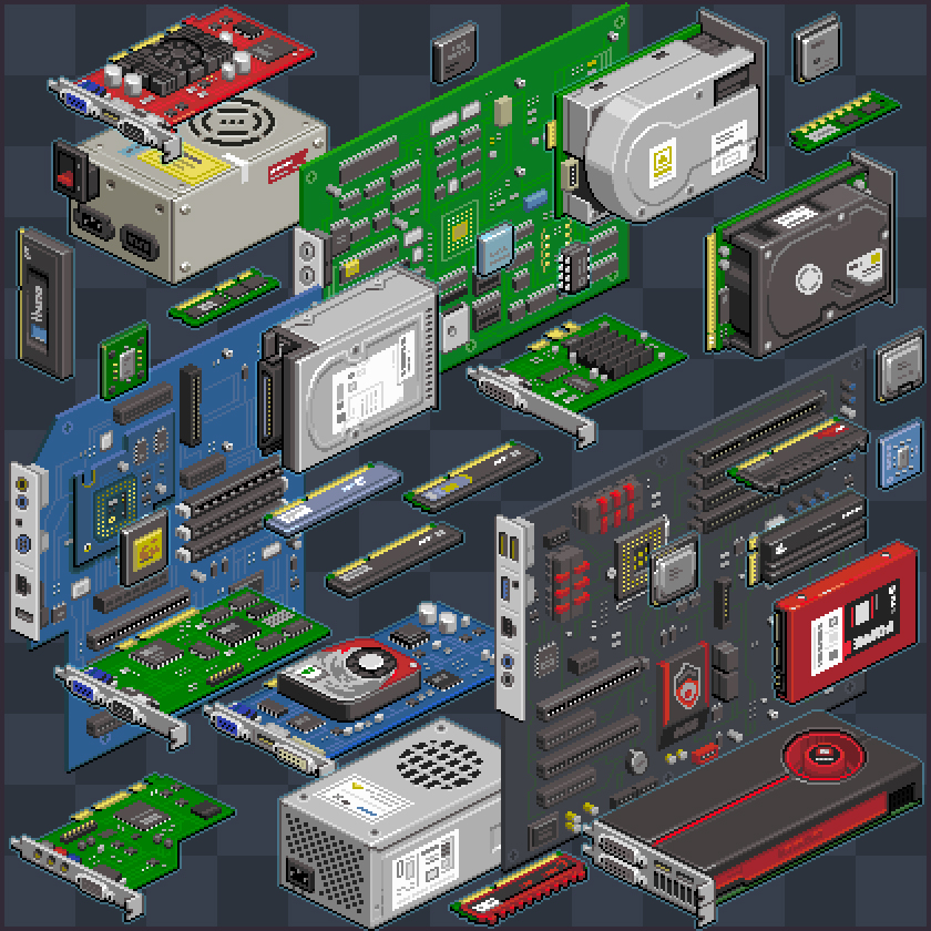 Pixel drawings of PC components